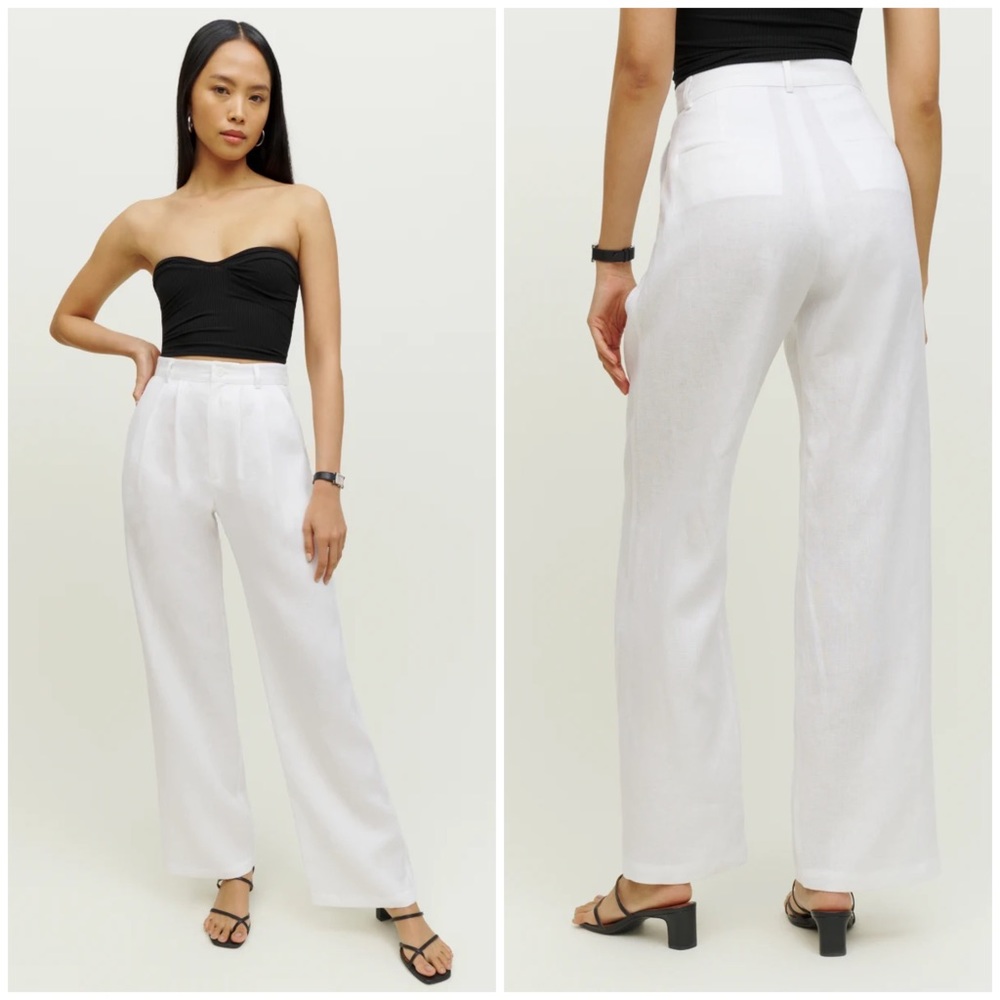NWT Reformation Vesta Linen Pant In White Women’s 8 - Picture 1 of 16